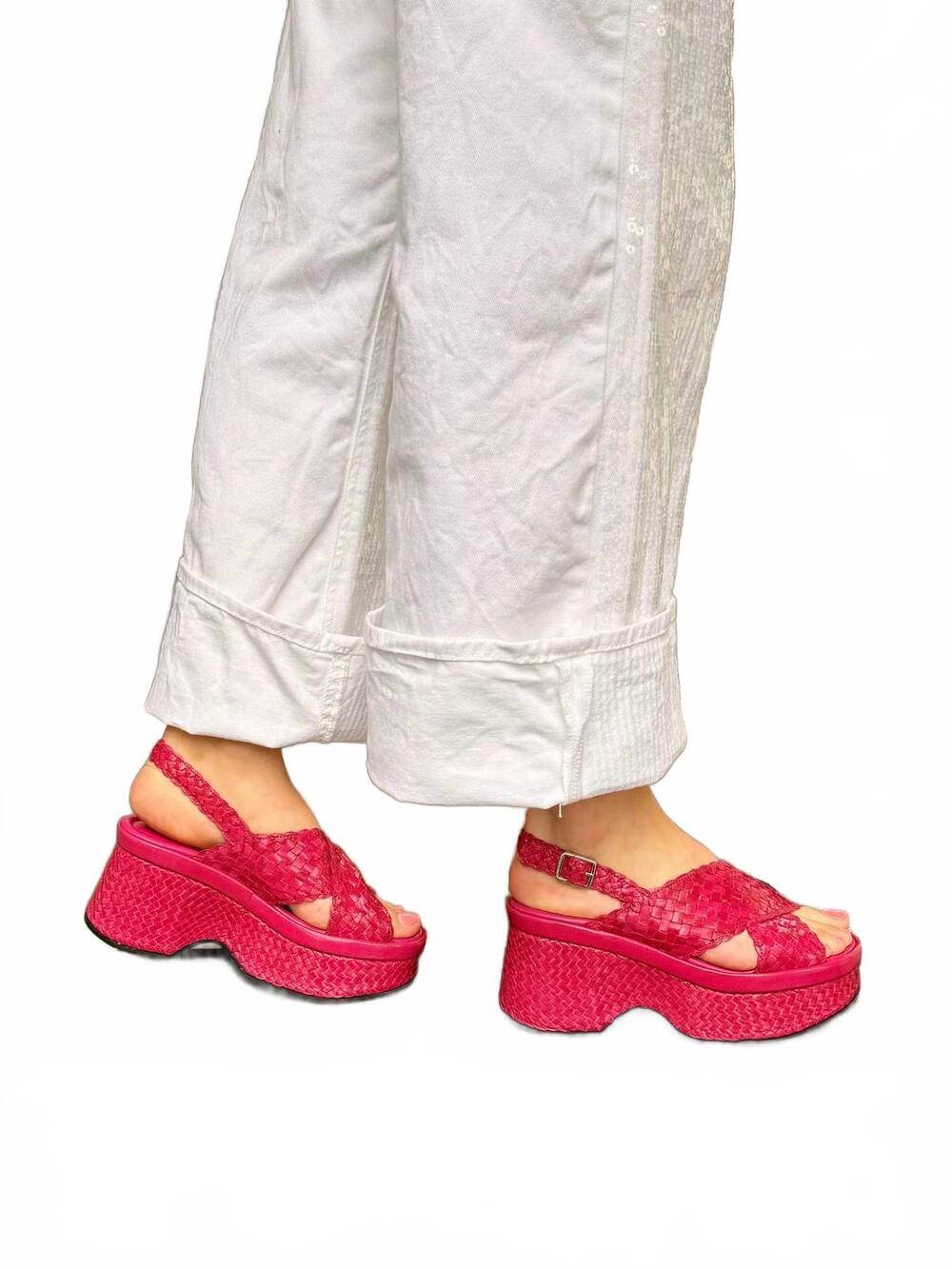 NEW PONS QUINTANA women's lillie leather platform in lirio